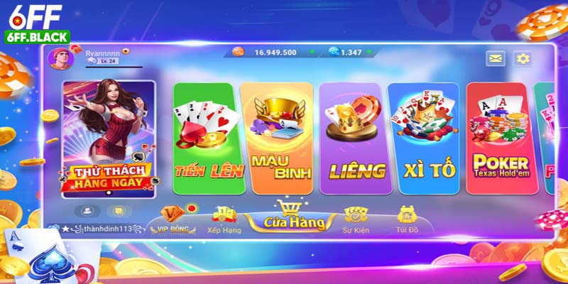 Giao diện hiện đại, thân thiện của game bài 6FF